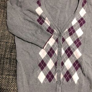 SALE 2for$15 Argyle 3/4 sleeve cropped button up cotton cardigan​